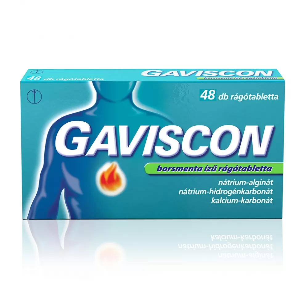 Szent Endre Gyógyszertár - Gaviscon borsmenta ízű rágótabletta 48x