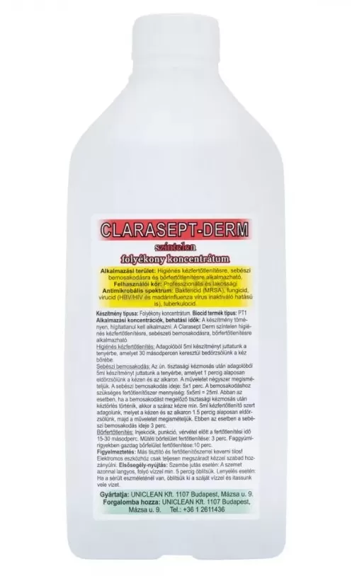 Szent Endre Gyógyszertár - Clarasept derm oldat borfertőtlenítő színtelen 1x 1l