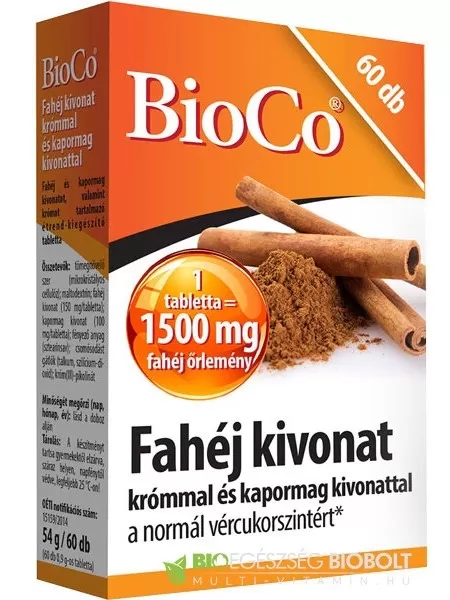 Szent Endre Gyógyszertár - Bioco fahéj krómmal+kapormag kivonat tabletta 60x